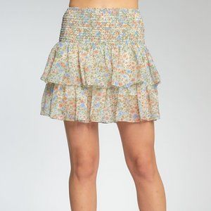 Elan Smocked Skirt Floral